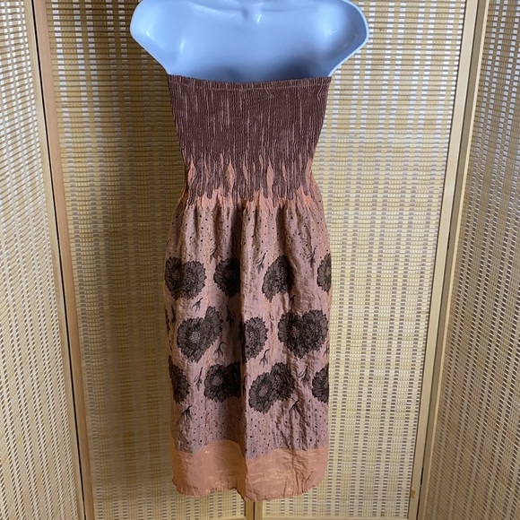 🔶Lapis Strapless Peach & Black Floral Tube Multi Way Dress Or Skirt Size OS - Picture 4 of 5